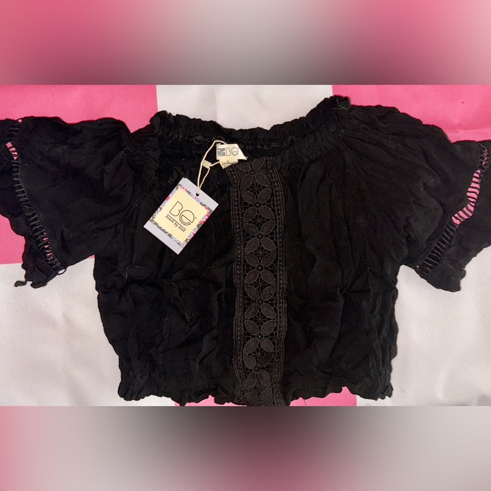 Beach By Exist Black Ruched Cap Sleeve Blouse